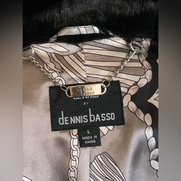 DENNIS BASSO FULLY LINED BLACK FAUX FUR COAT - SZ LARGE - Picture 10 of 16